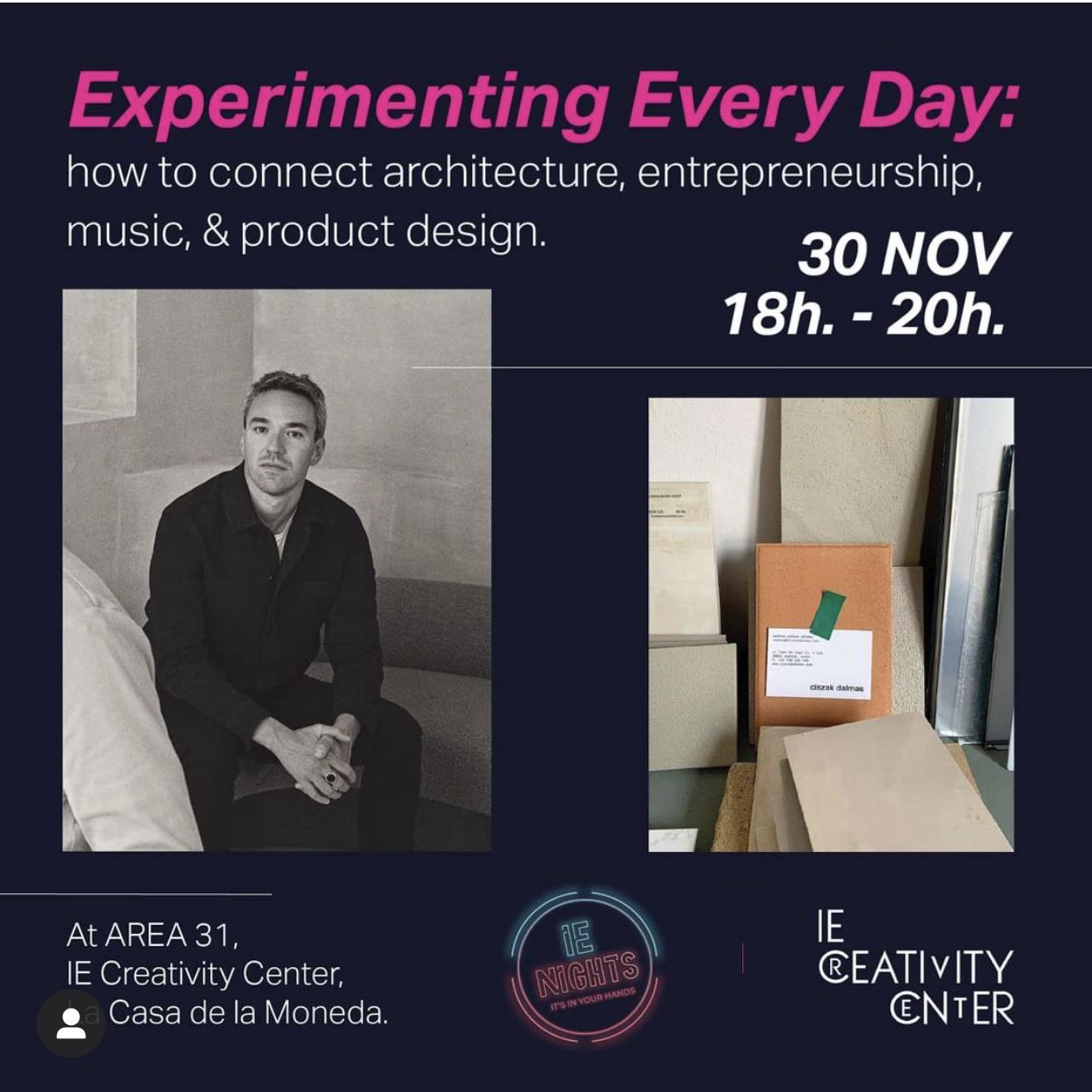 IE Nights, Andrea Caruso on connecting architecture, entrepreneurship, music and product design